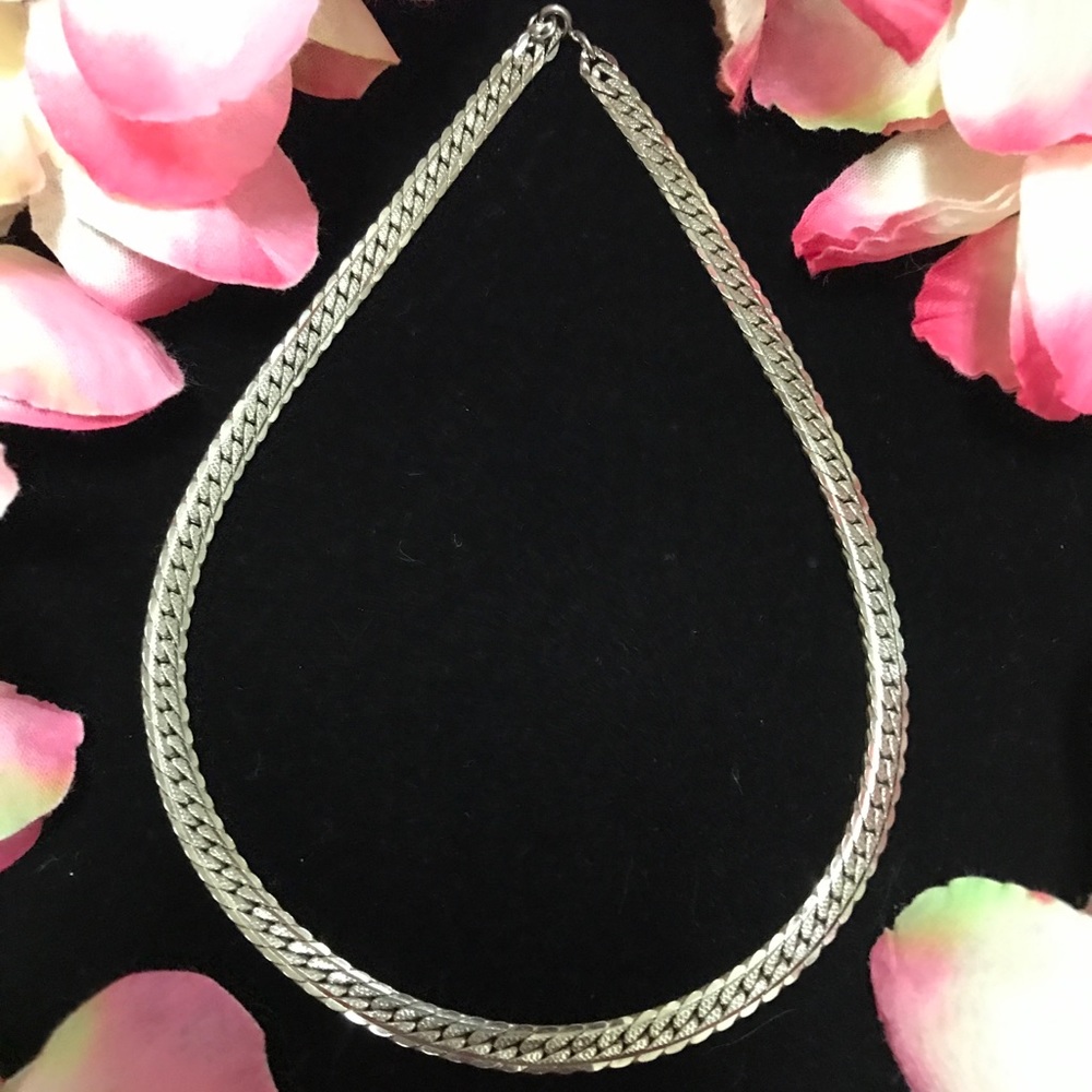 Silver Colored Chain Chocker Necklace